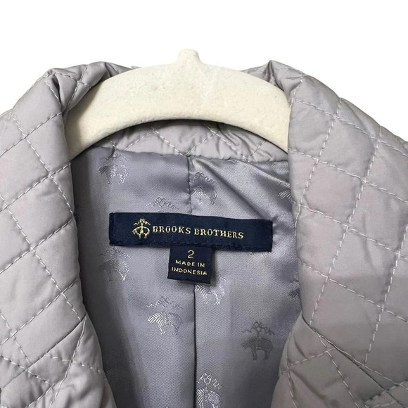 Brooks Brothers Quilted Blazer Jacket Light Grey 2 Fall Winter Classic Preppy - Picture 3 of 5